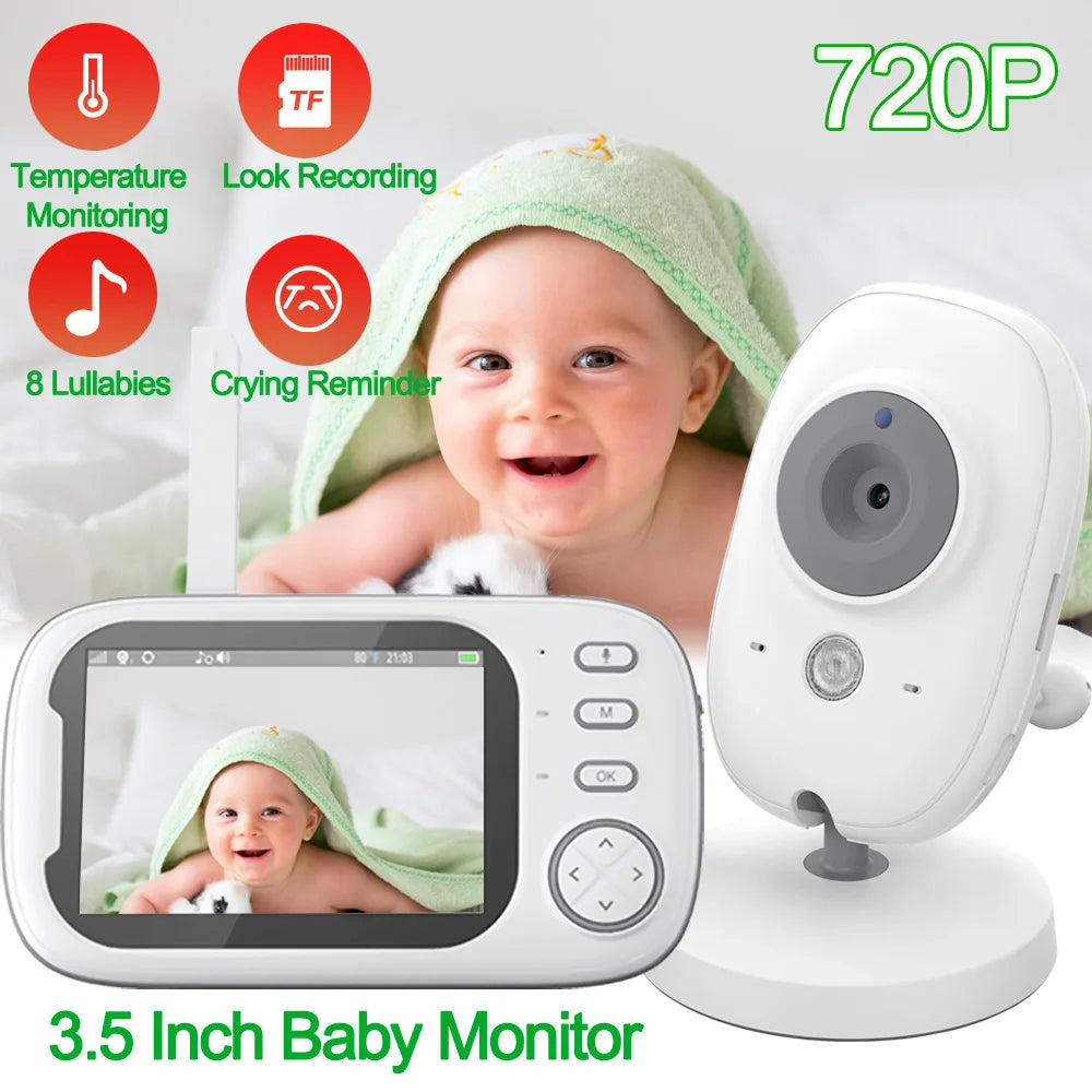 3.5" HD Wireless Baby Monitor – Night Vision, 2-Way Audio & Temp Alerts