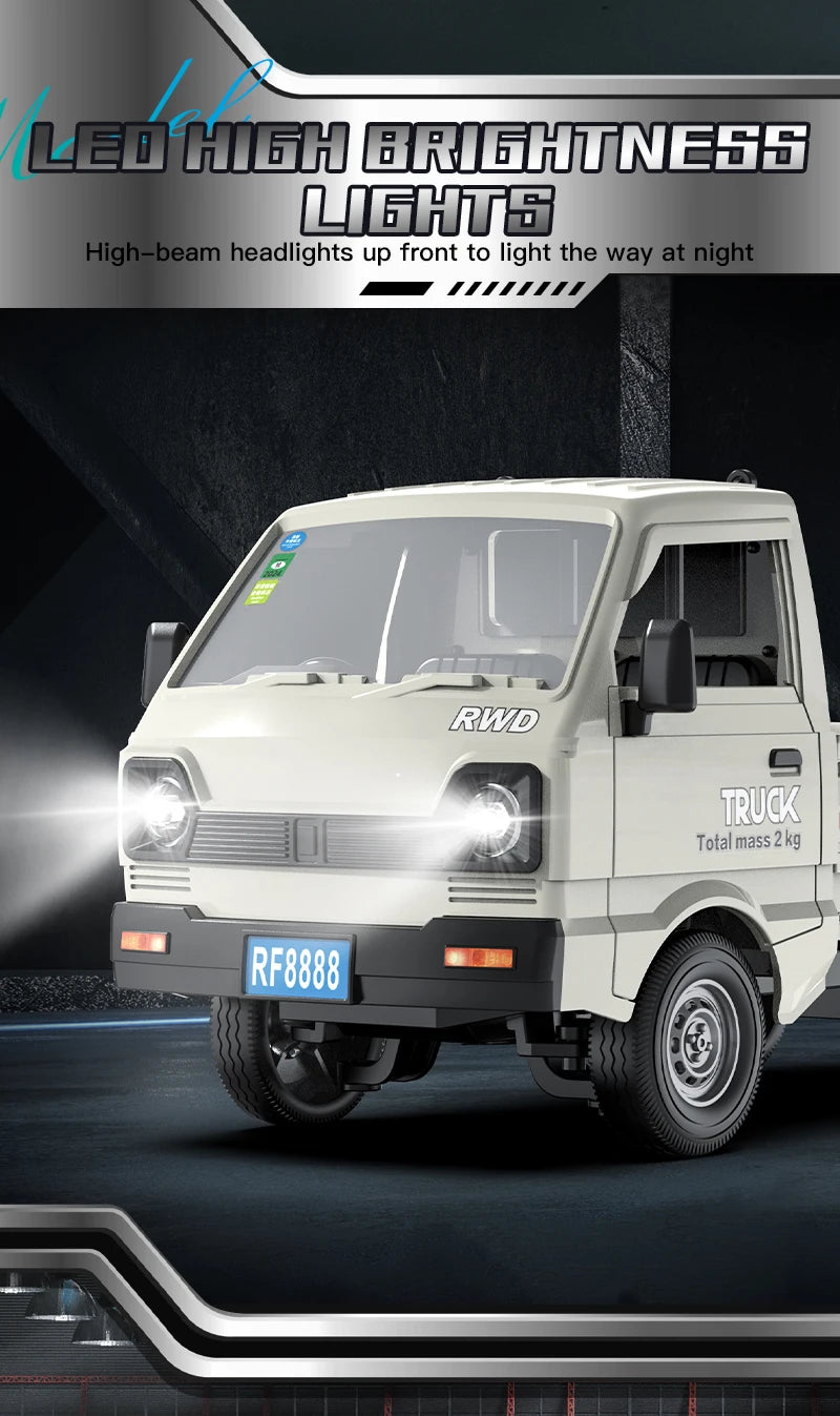 KF21 1:16 RC Drift Truck – LED Spray Light, Climbing & Cargo Haul