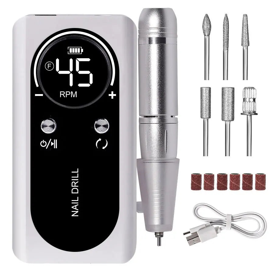 Pro Nail Drill – 45K RPM, Ultra-Quiet & Cordless for Flawless Manicures