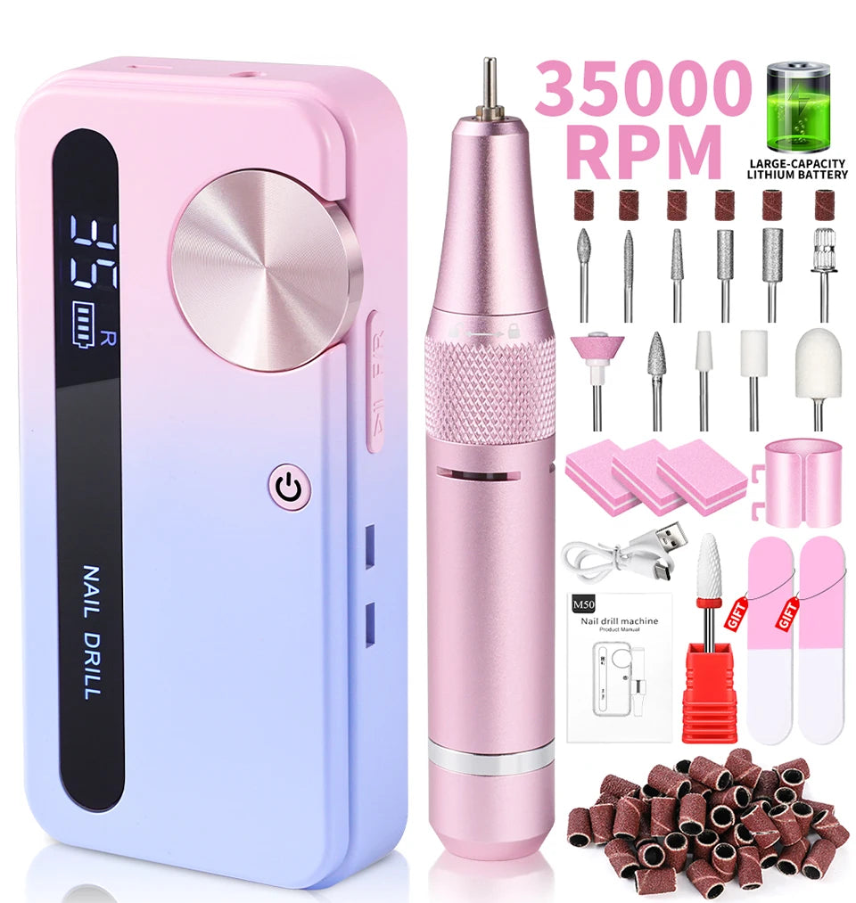 35,000RPM Pro Rechargeable Nail Drill – Fast, Portable & Powerful