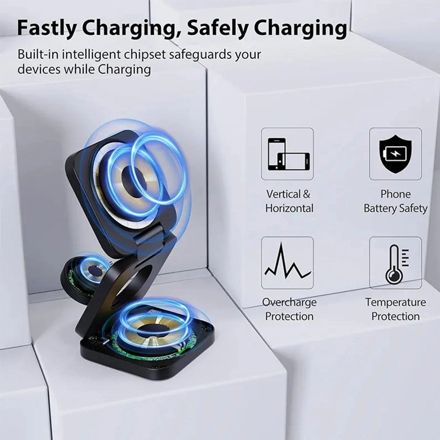 3-in-1 Magnetic Wireless Charger – 30W Fast Charging