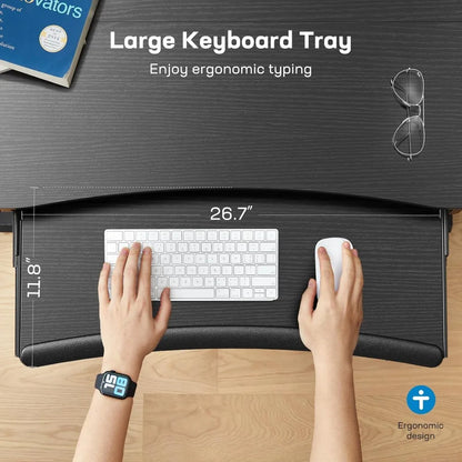 48x26" Electric Standing Desk w/ Drawers & Large Keyboard Tray