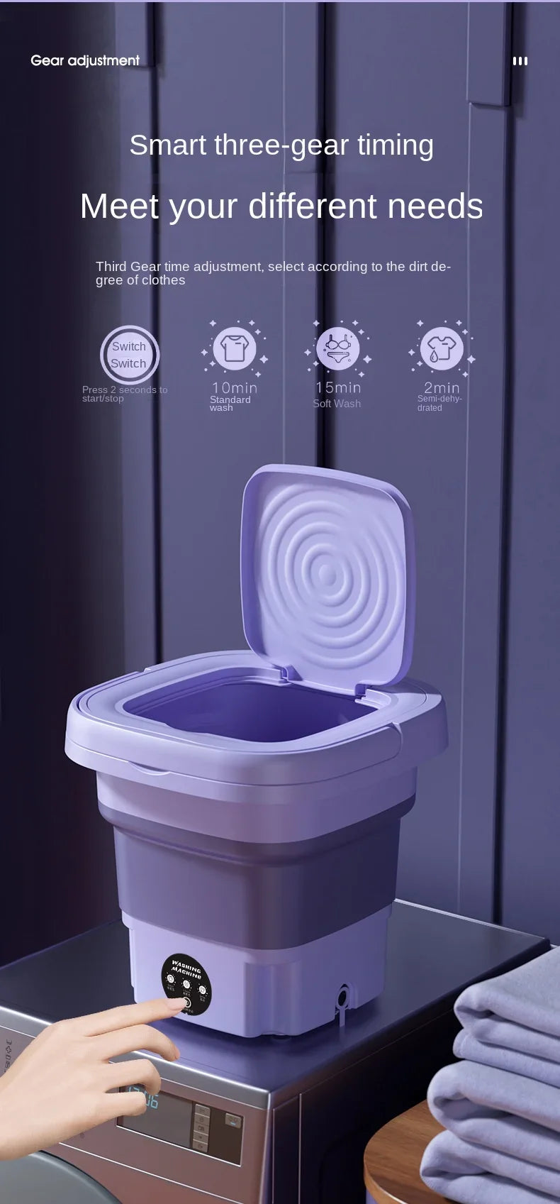 8L Foldable Mini Washer with Spin Dryer
