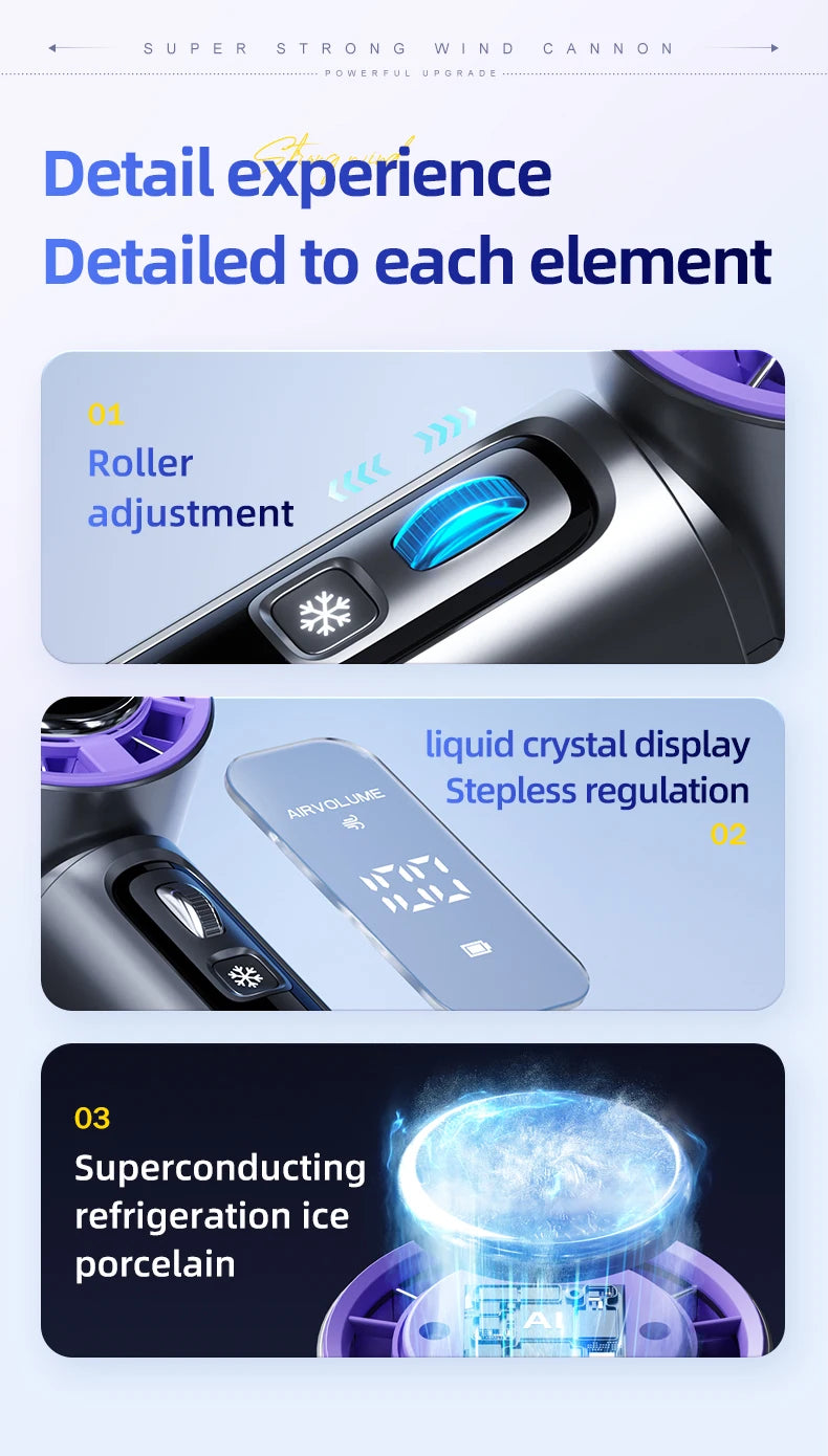 Refrigeration High-Speed Handheld Electric Fan - 4000mAh