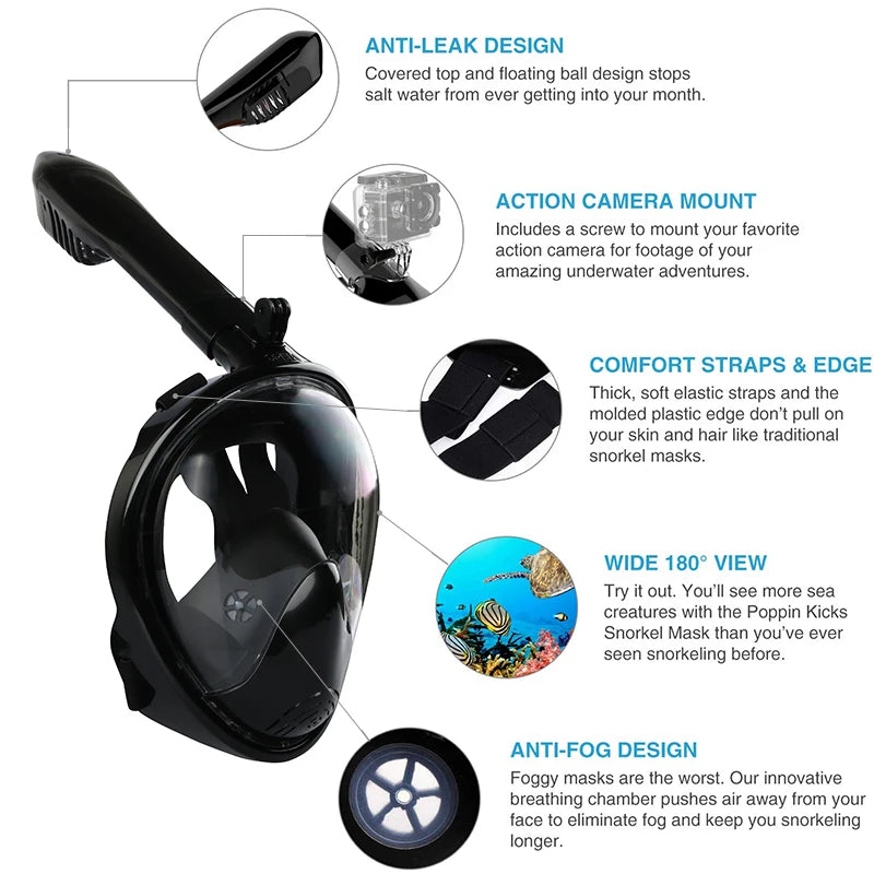 Underwater Anti-Fog Full Face Snorkel Mask