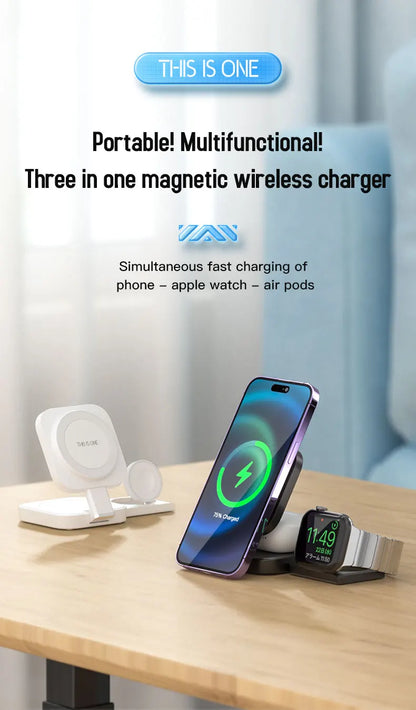 Ultimate 3-in-1 Foldable Magnetic Wireless Charger for Apple Devices