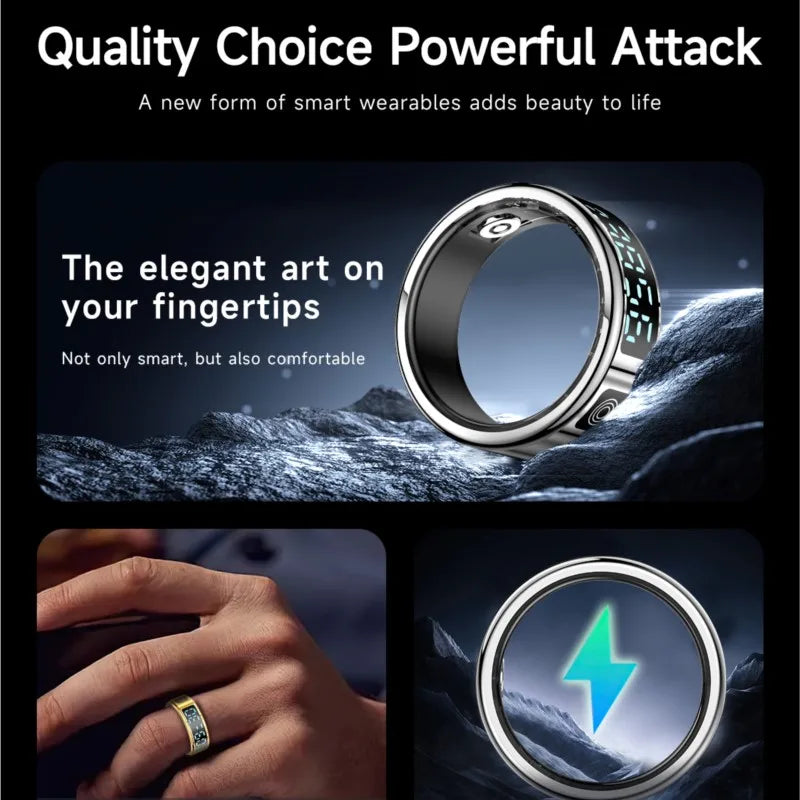 SR08 Smart Ring: Health Monitor with LED Display & 5ATM Waterproof
