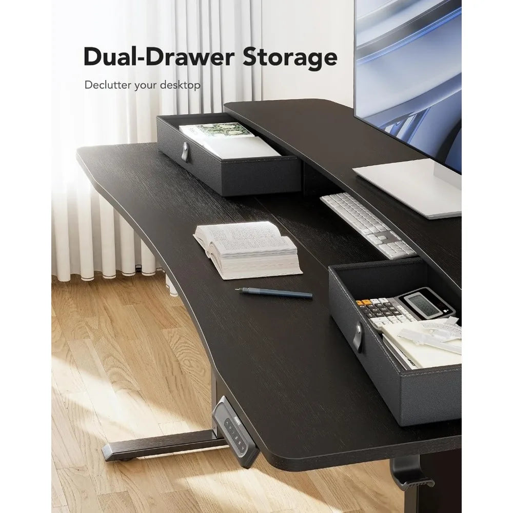48x24″ Electric Standing Desk w/ Drawers & C-Clamp Mount – Height Adjustable