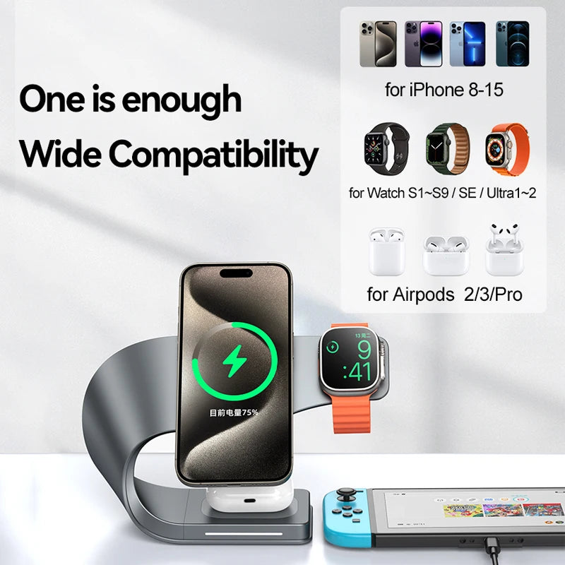 4-in-1 Wireless Charging Station – Fast Magnetic Charging