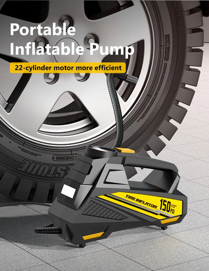 150PSI Corded Car Air Pump – Fast 12V Tire Inflator