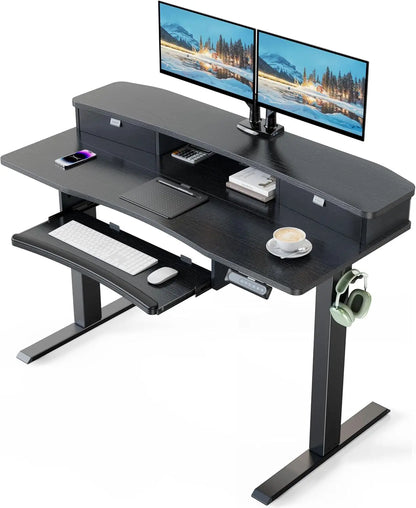 48x26" Electric Standing Desk w/ Drawers & Large Keyboard Tray