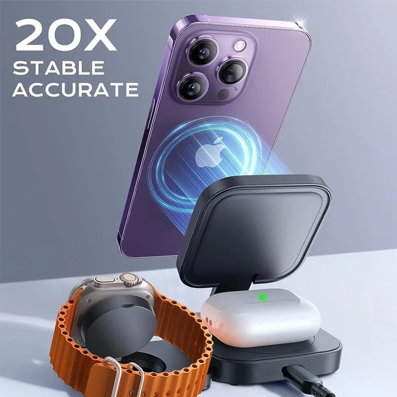 Ultimate 3-in-1 Foldable Magnetic Wireless Charger for Apple Devices