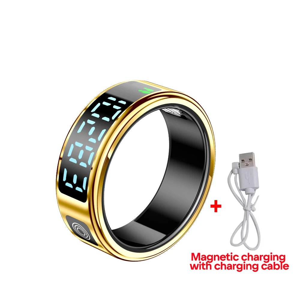 SR08 Smart Ring: Health Monitor with LED Display & 5ATM Waterproof