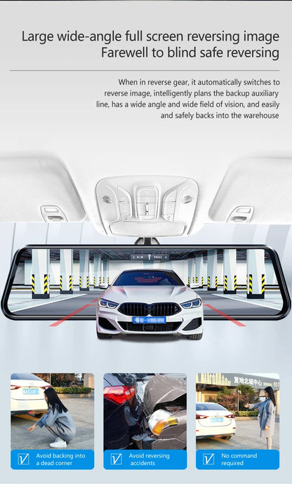 10" Touchscreen Rearview Mirror Dash Cam – Dual Front & Rear Recorder