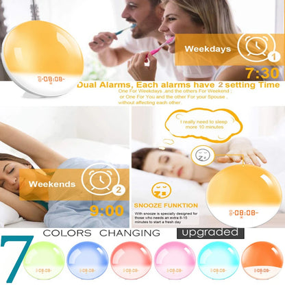 Smart Sunrise Alarm Clock – Dual Alarms, FM Radio, Nightlight & Natural Sounds
