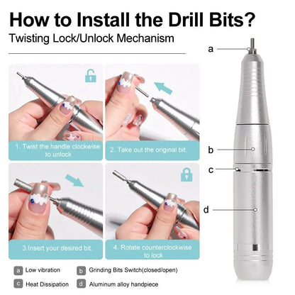 Pro Nail Drill – 45K RPM, Ultra-Quiet & Cordless for Flawless Manicures