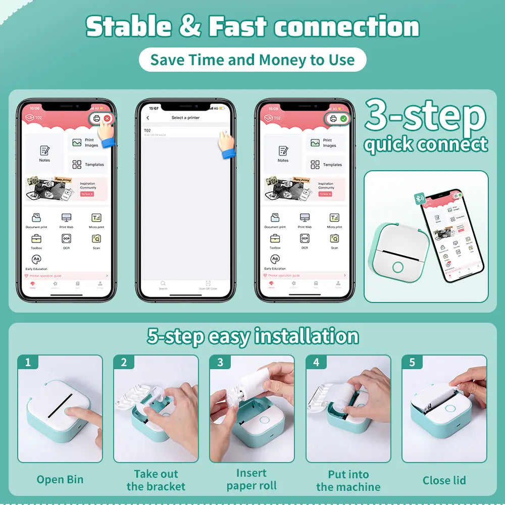 T02 Portable Mini Thermal Printer