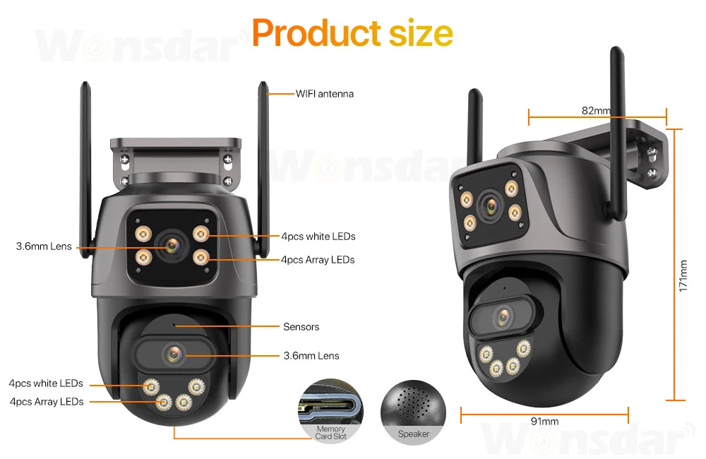 3-Lens 15MP HD WiFi PTZ Camera – CCTV