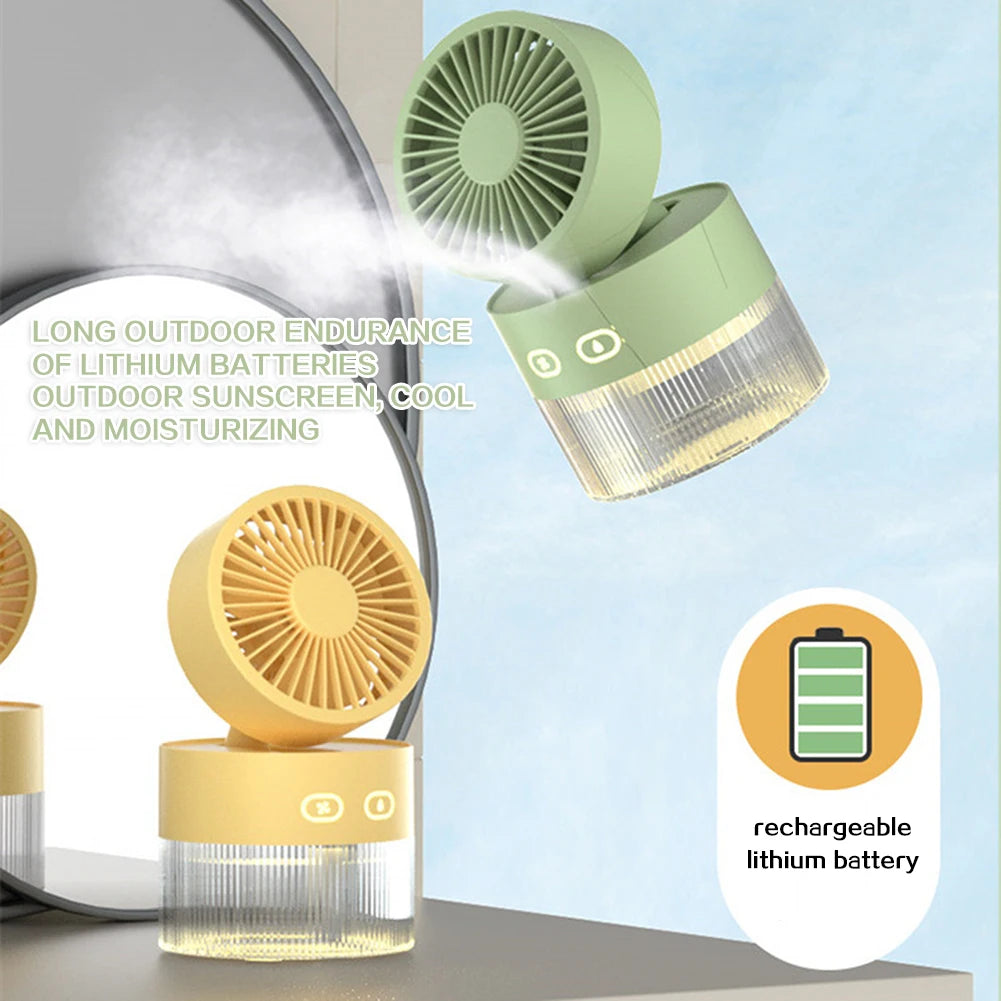 USB Mini Air Cooler + Humidifier & LED Light – 3-Speed Portable Comfort for Desks & Bedrooms