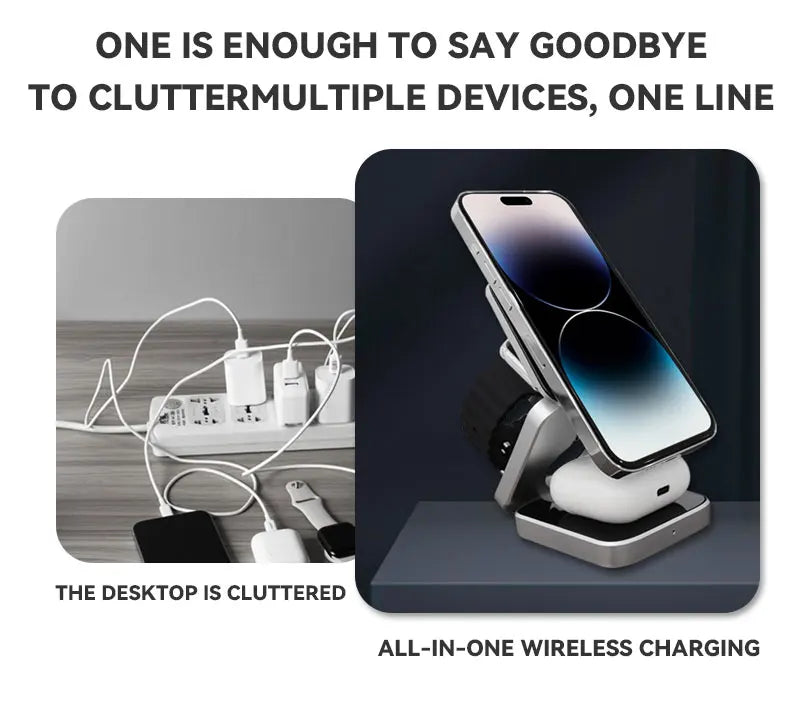 3-in-1 Magnetic Wireless Charger – 30W Fast Charging