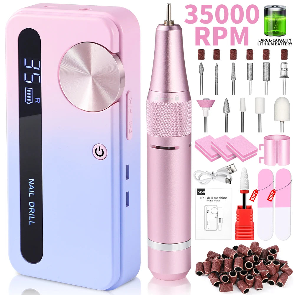 35,000RPM Pro Rechargeable Nail Drill – Fast, Portable & Powerful
