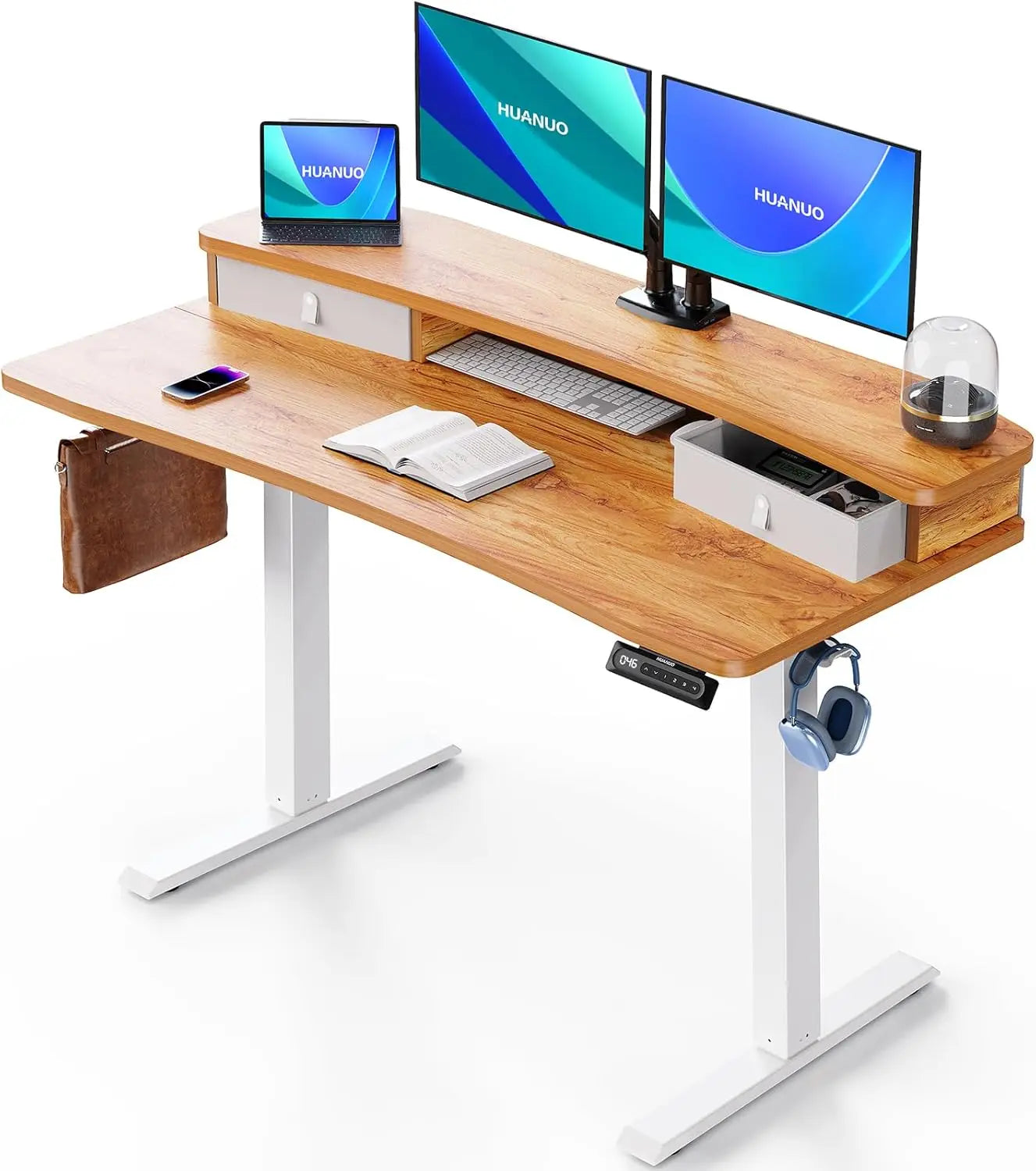 48x24″ Electric Standing Desk w/ Drawers & C-Clamp Mount – Height Adjustable
