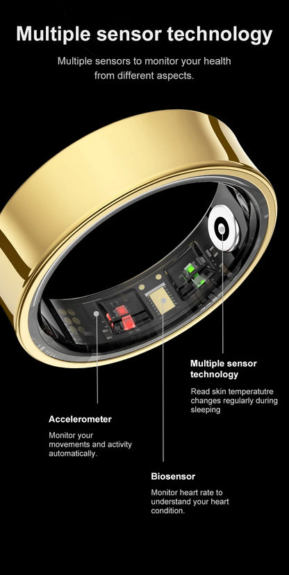R09 Health Smart Ring – Heart Rate, SpO₂, Temp Tracking, 5ATM Waterproof