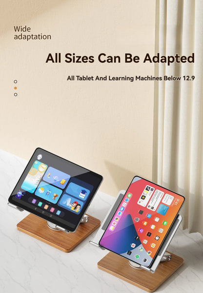 Universal 360° Rotating Wooden Stand – Adjustable Holder for iPad, Tablets, Smartphones, E-Readers & More