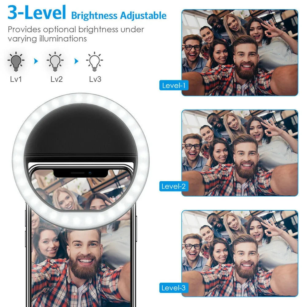 USB Selfie Ring Light – Bright, Adjustable Phone Light for iPhone & Android