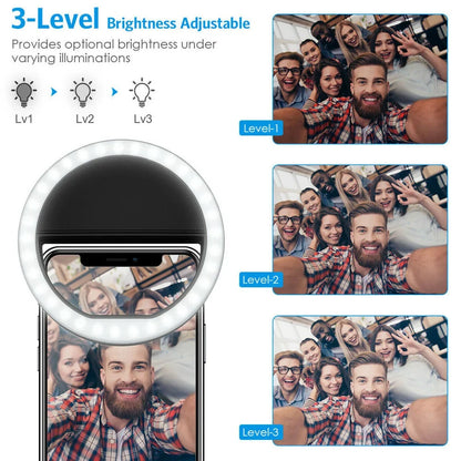USB Selfie Ring Light – Bright, Adjustable Phone Light for iPhone & Android