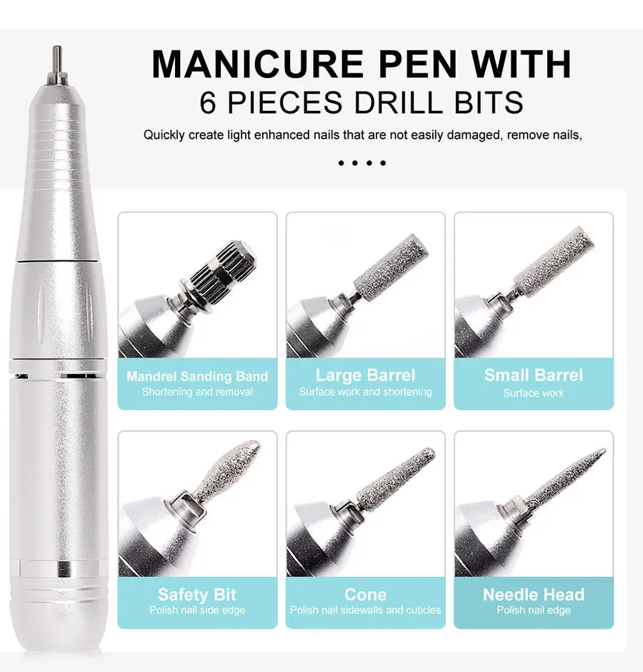 Pro Nail Drill – 45K RPM, Ultra-Quiet & Cordless for Flawless Manicures