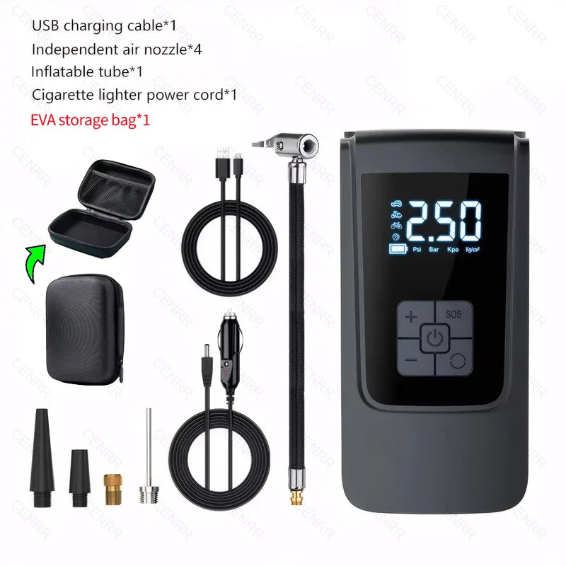 Portable Wireless Air Compressor – Fast Tire Inflator for Cars, Bikes & More