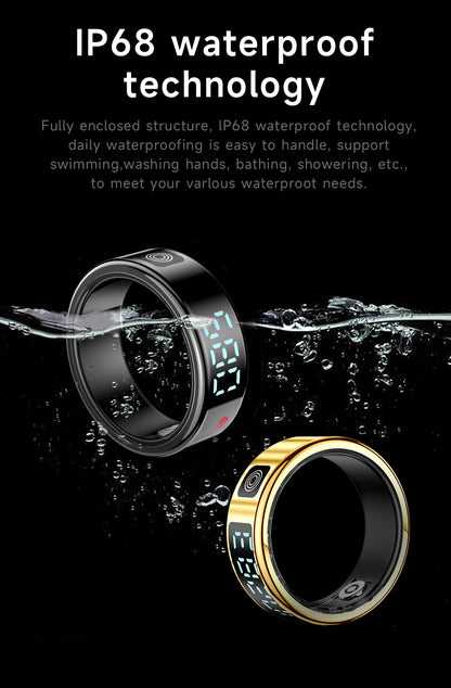 SR08 Smart Ring: Health Monitor with LED Display & 5ATM Waterproof