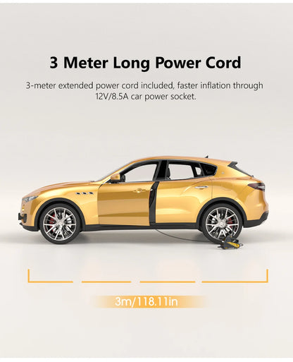 150PSI Corded Car Air Pump – Fast 12V Tire Inflator