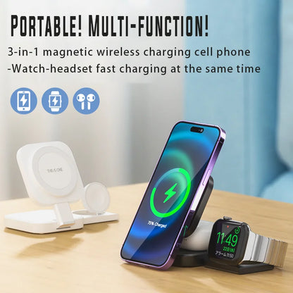 Ultimate 3-in-1 Foldable Magnetic Wireless Charger for Apple Devices