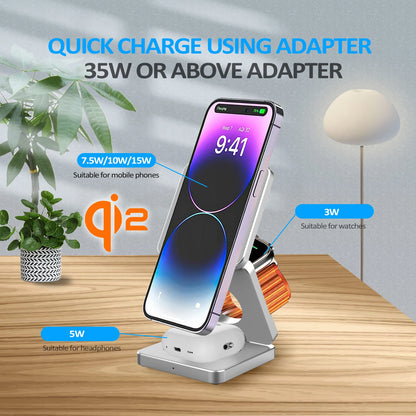 3-in-1 Magnetic Wireless Charger – Fast & Foldable