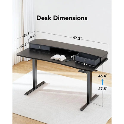 48x24″ Electric Standing Desk w/ Drawers & C-Clamp Mount – Height Adjustable