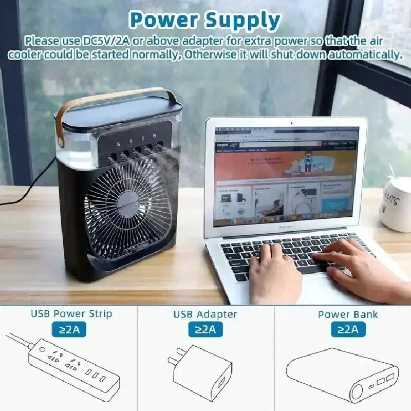 3-in-1 Smart Air Cooler – Portable AC, Humidifier & Night Light