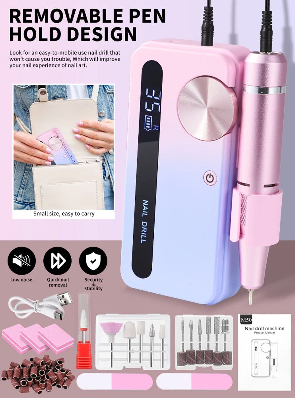 35,000RPM Pro Rechargeable Nail Drill – Fast, Portable & Powerful