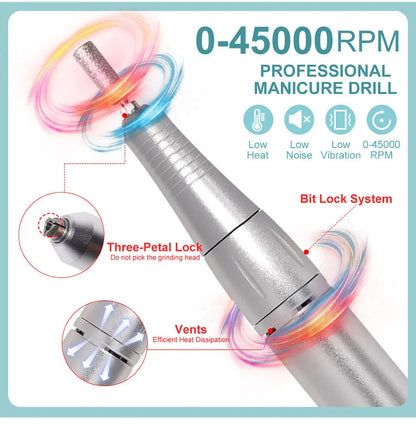 Pro Nail Drill – 45K RPM, Ultra-Quiet & Cordless for Flawless Manicures