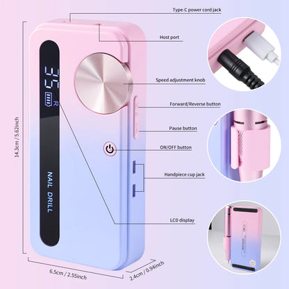 35,000RPM Pro Rechargeable Nail Drill – Fast, Portable & Powerful