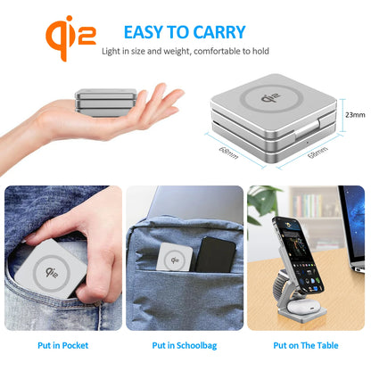 3-in-1 Magnetic Wireless Charger – Fast & Foldable