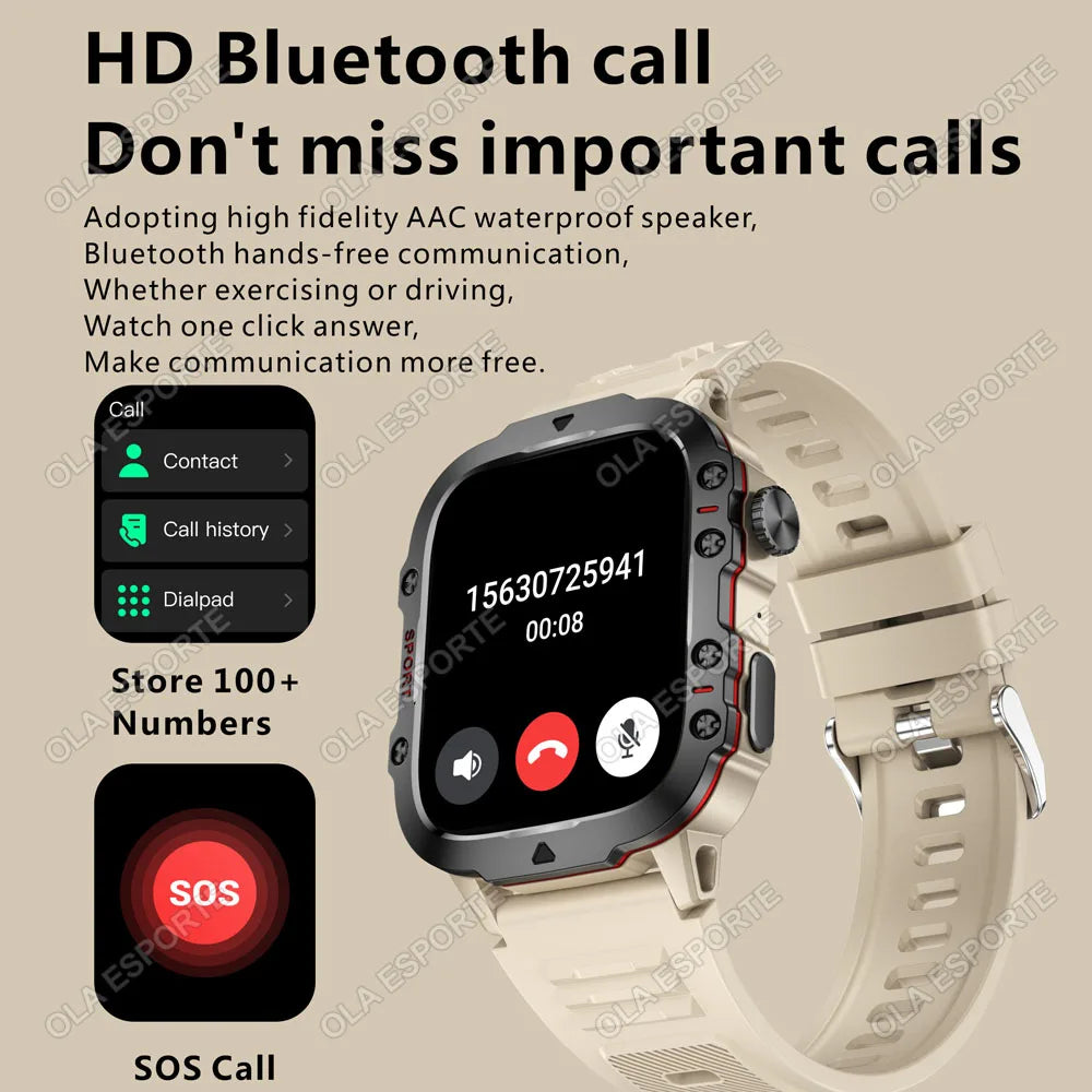 2025 Military Style Smartwatch: GPS, Waterproof, Bluetooth Call