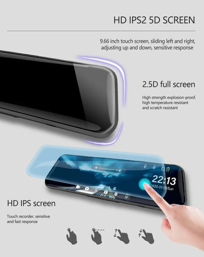 10" Touchscreen Rearview Mirror Dash Cam – Dual Front & Rear Recorder
