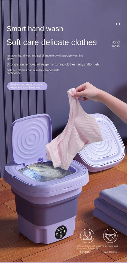 8L Foldable Mini Washer with Spin Dryer
