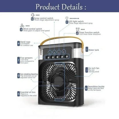 3-in-1 Smart Air Cooler – Portable AC, Humidifier & Night Light