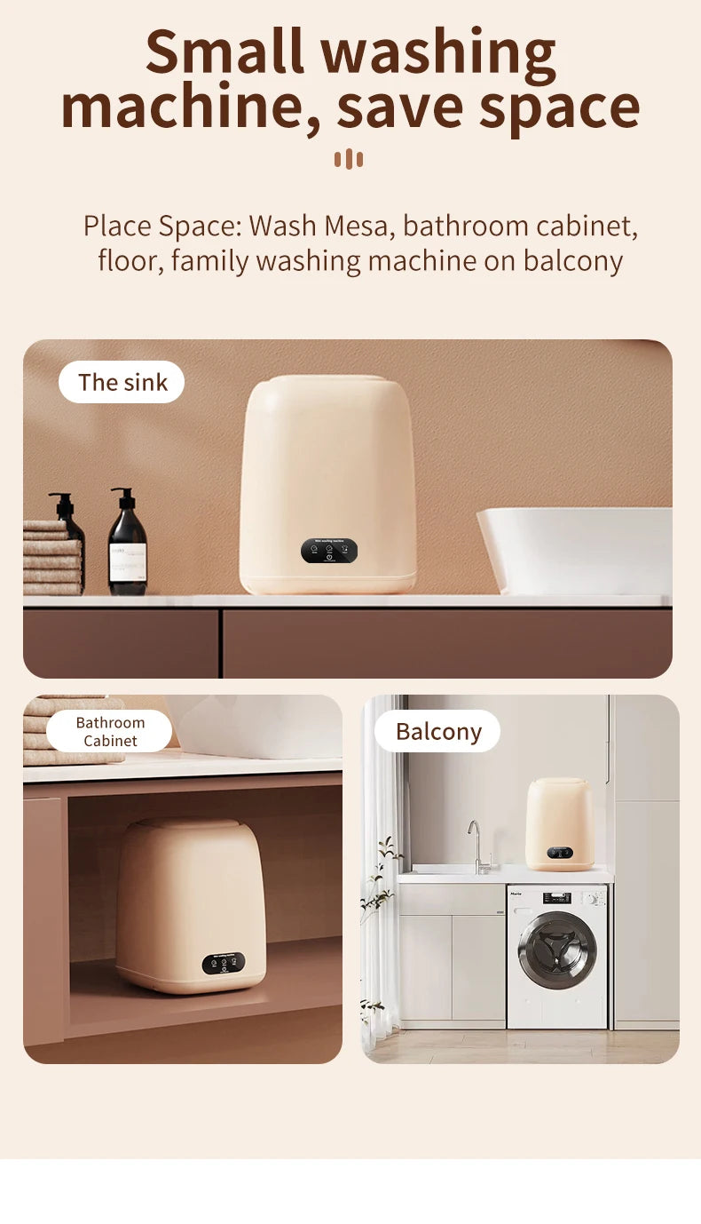 Portable Mini Washer – Fully Automatic with Spin Dryer, 220V