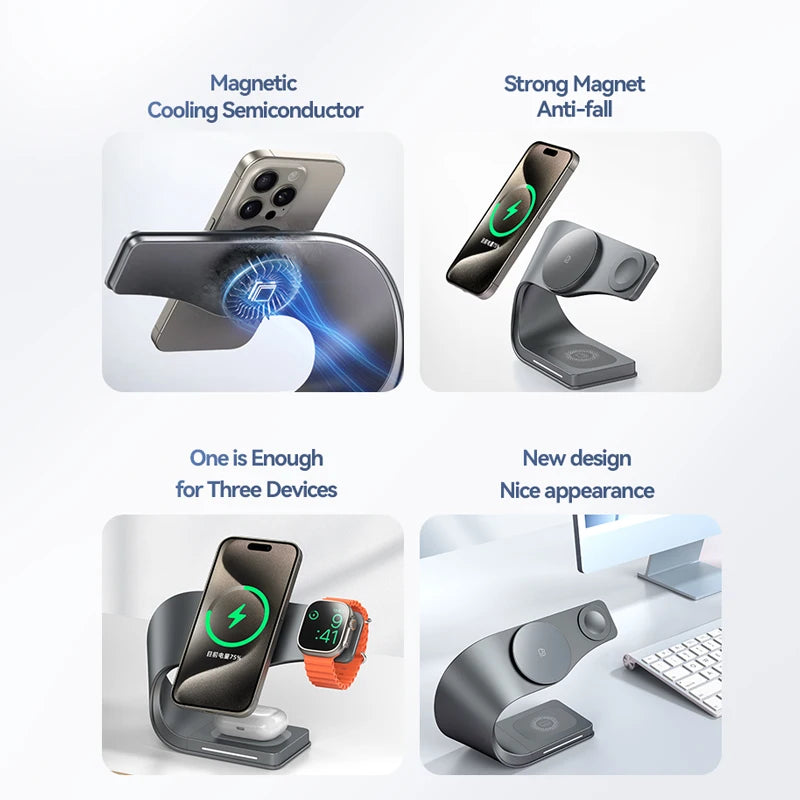 4-in-1 Wireless Charging Station – Fast Magnetic Charging