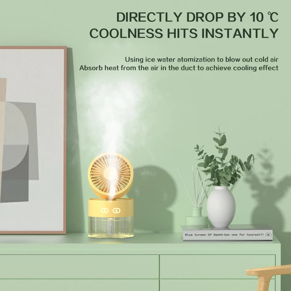 USB Mini Air Cooler + Humidifier & LED Light – 3-Speed Portable Comfort for Desks & Bedrooms
