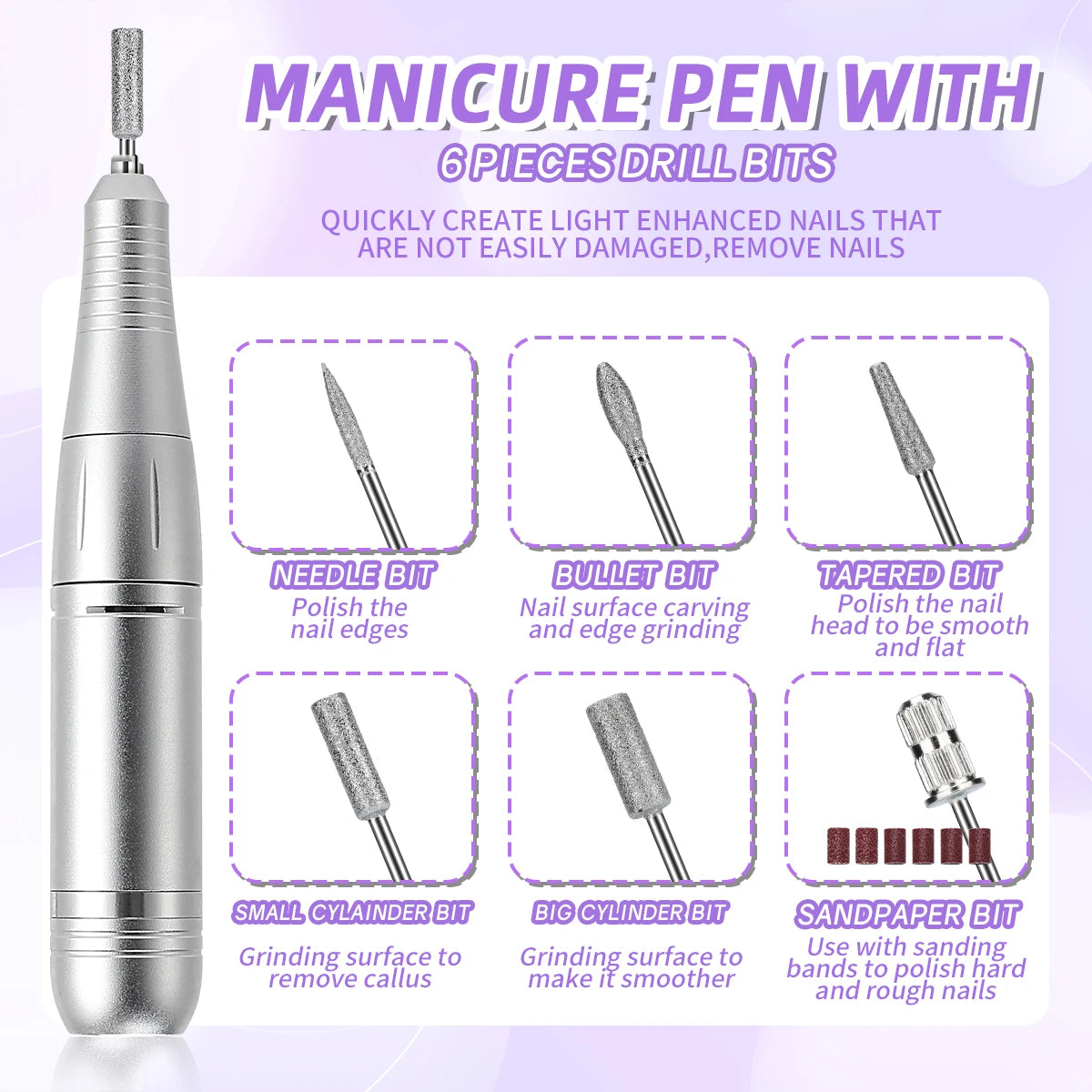 45,000RPM Rechargeable Nail Drill – Ultra-Quiet & Portable Manicure Tool for Salon & Home